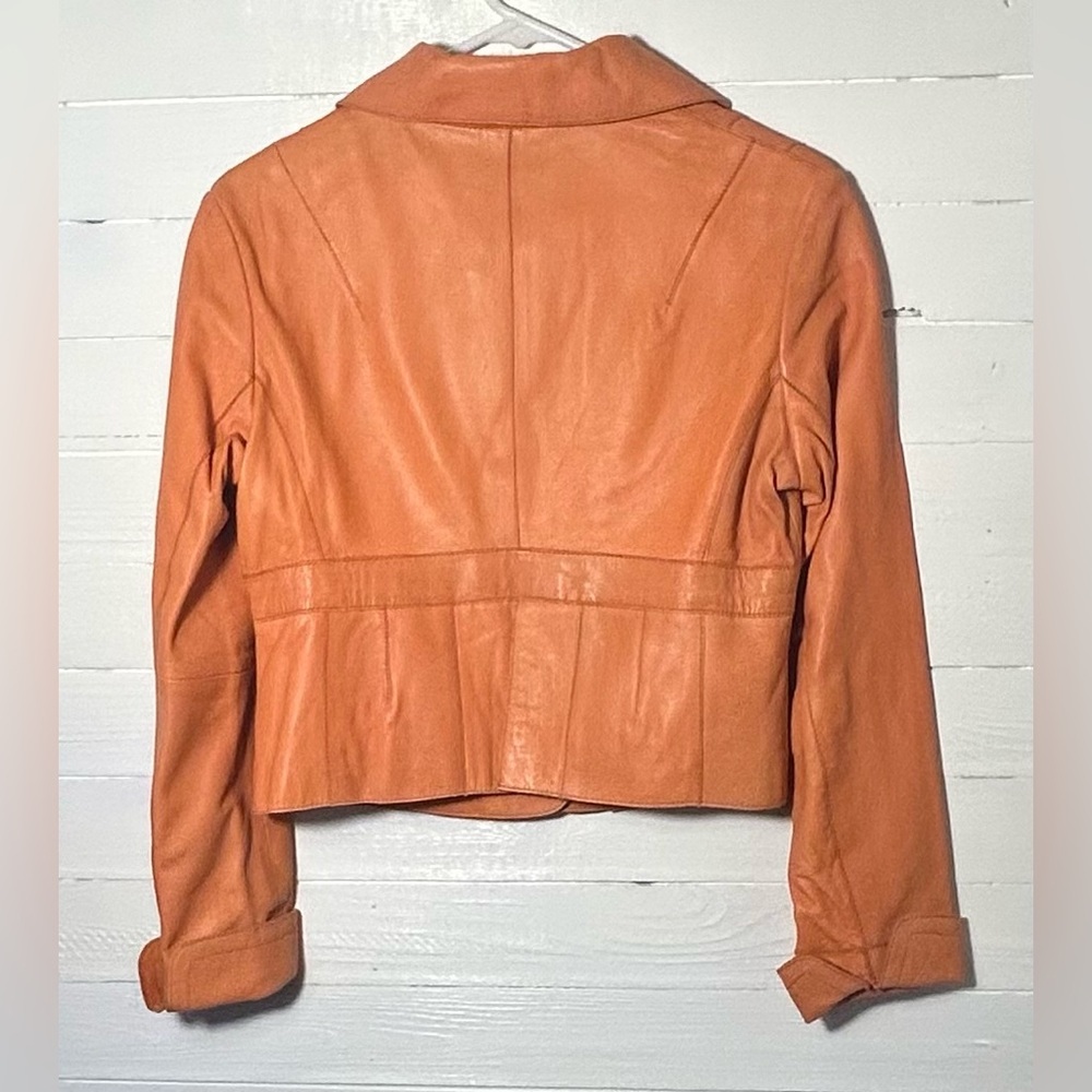 Wilsons Leather jacket, orange, women’s size small, peplum style. - Picture 4 of 8